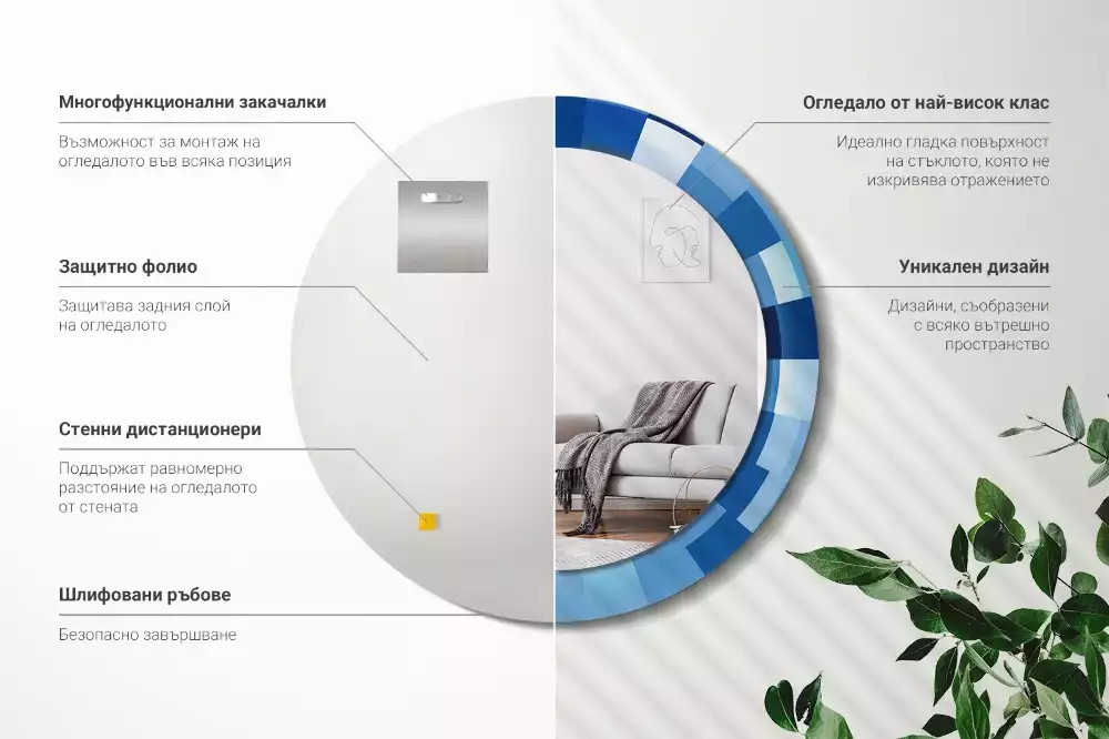 Kerek tükör fali dísz Kék absztrakt