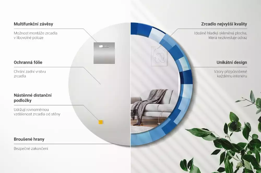 Kerek tükör fali dísz Kék absztrakt