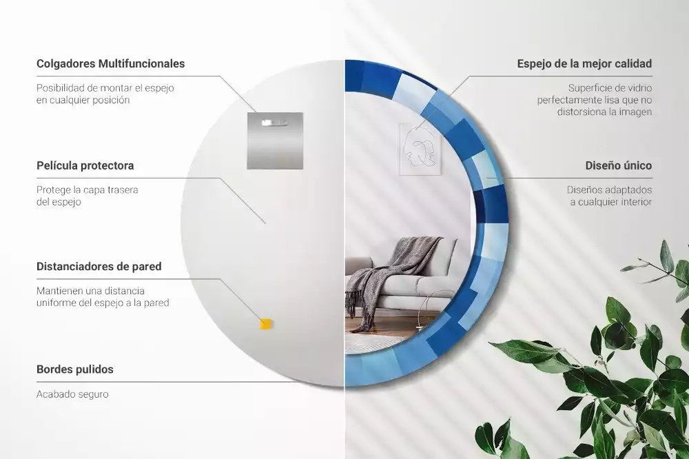 Kerek tükör fali dísz Kék absztrakt