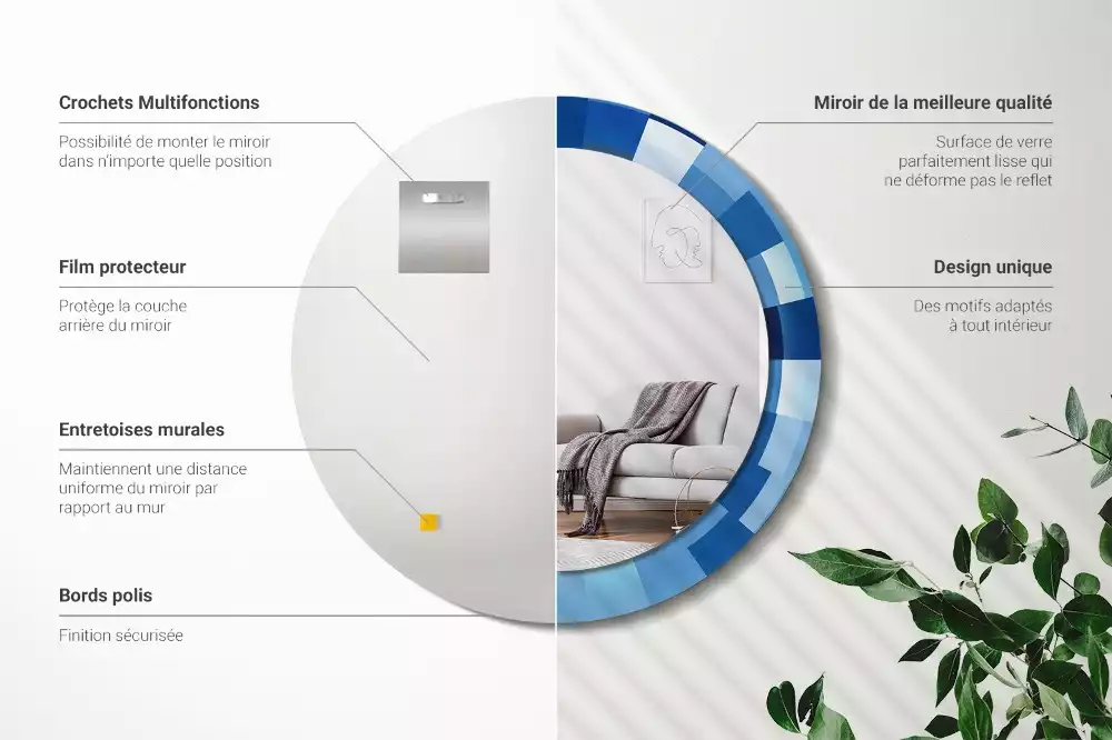 Kerek tükör fali dísz Kék absztrakt