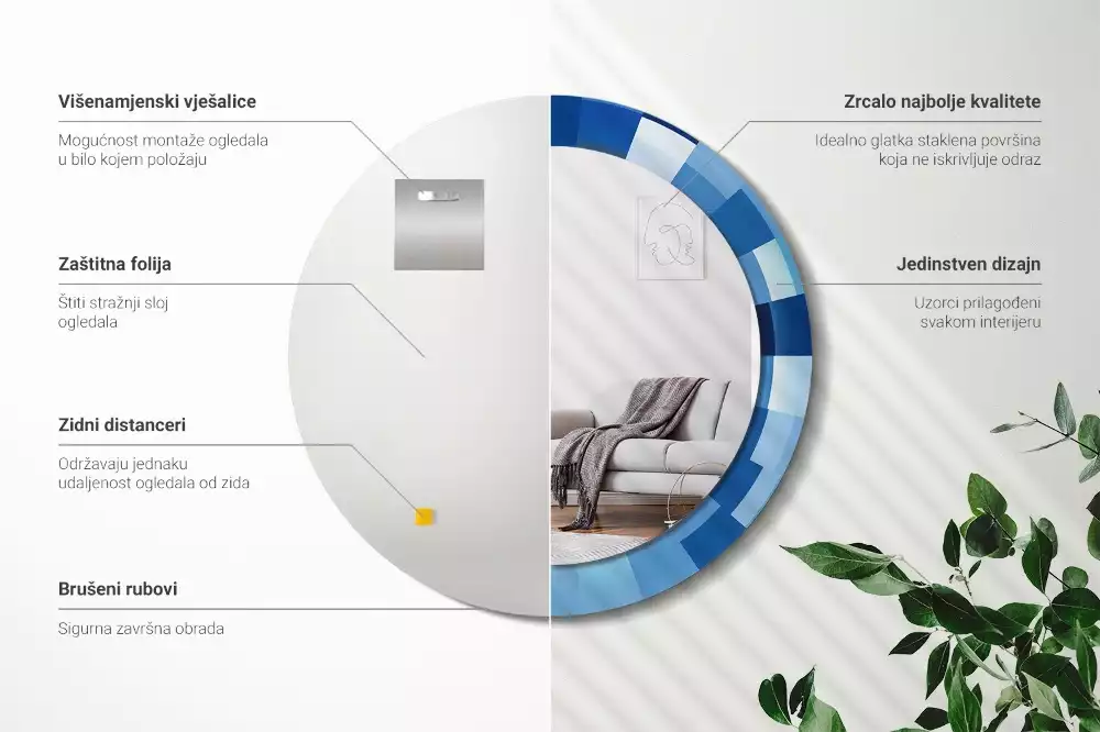 Kerek tükör fali dísz Kék absztrakt