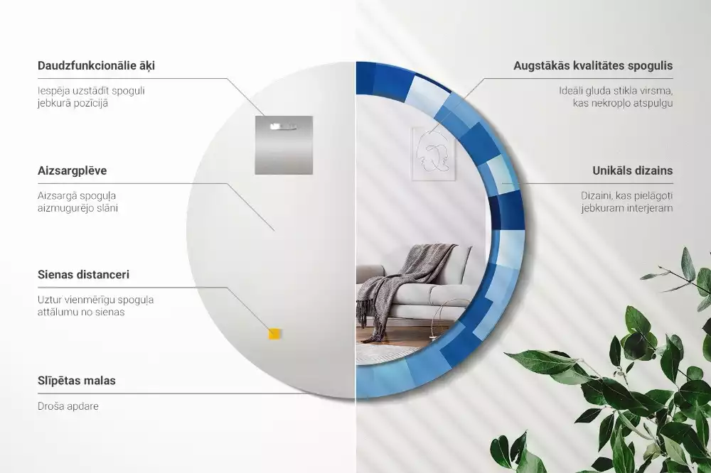 Kerek tükör fali dísz Kék absztrakt