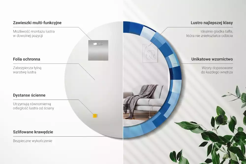 Kerek tükör fali dísz Kék absztrakt