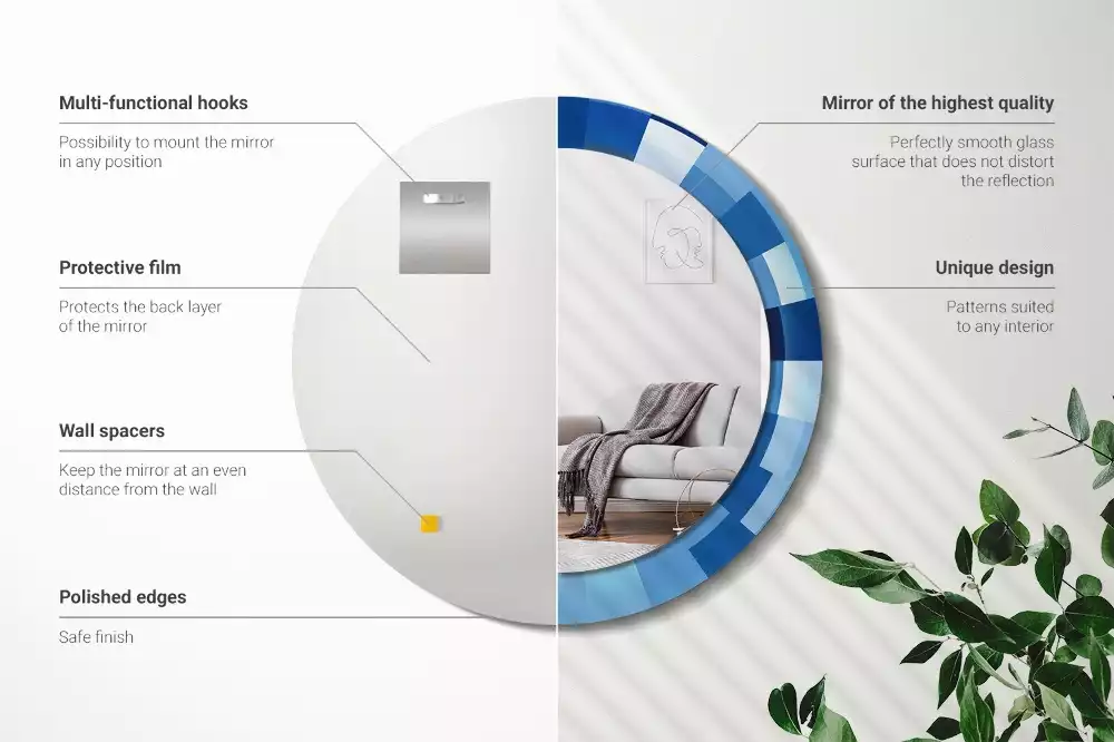 Kerek tükör fali dísz Kék absztrakt