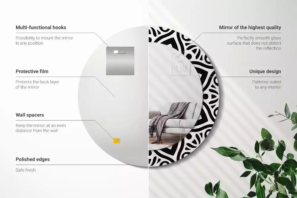 Kerek tükör fali dísz Fekete dísz