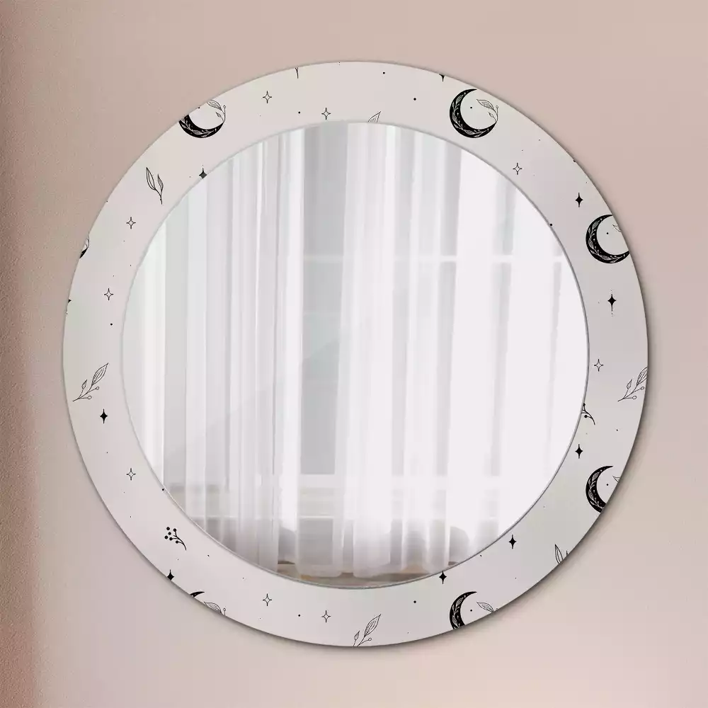 Kerek tükör fali dísz Doodle növények