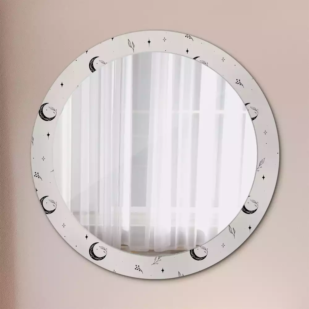 Kerek tükör fali dísz Doodle növények