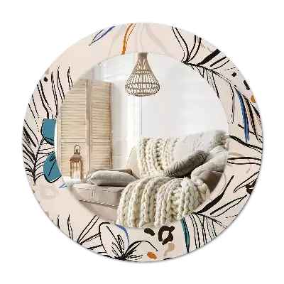 Kerek tükör fali dísz Dzsungel mintás virágok