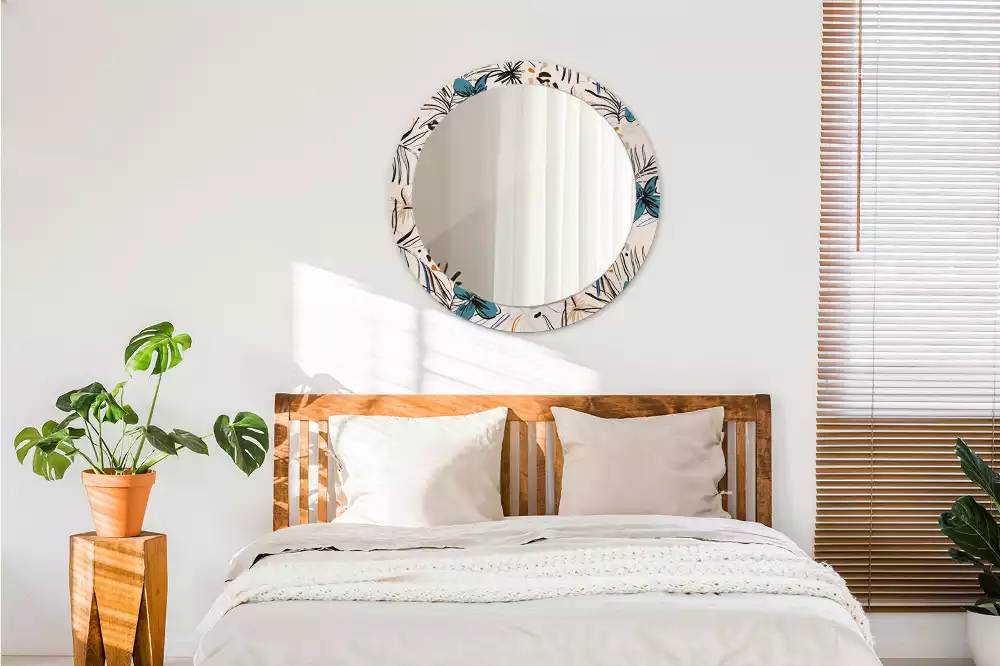 Kerek tükör fali dísz Dzsungel mintás virágok