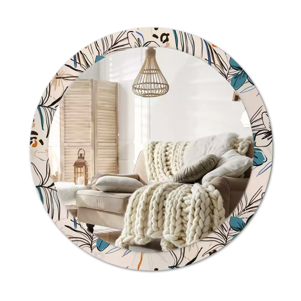 Kerek tükör fali dísz Dzsungel mintás virágok