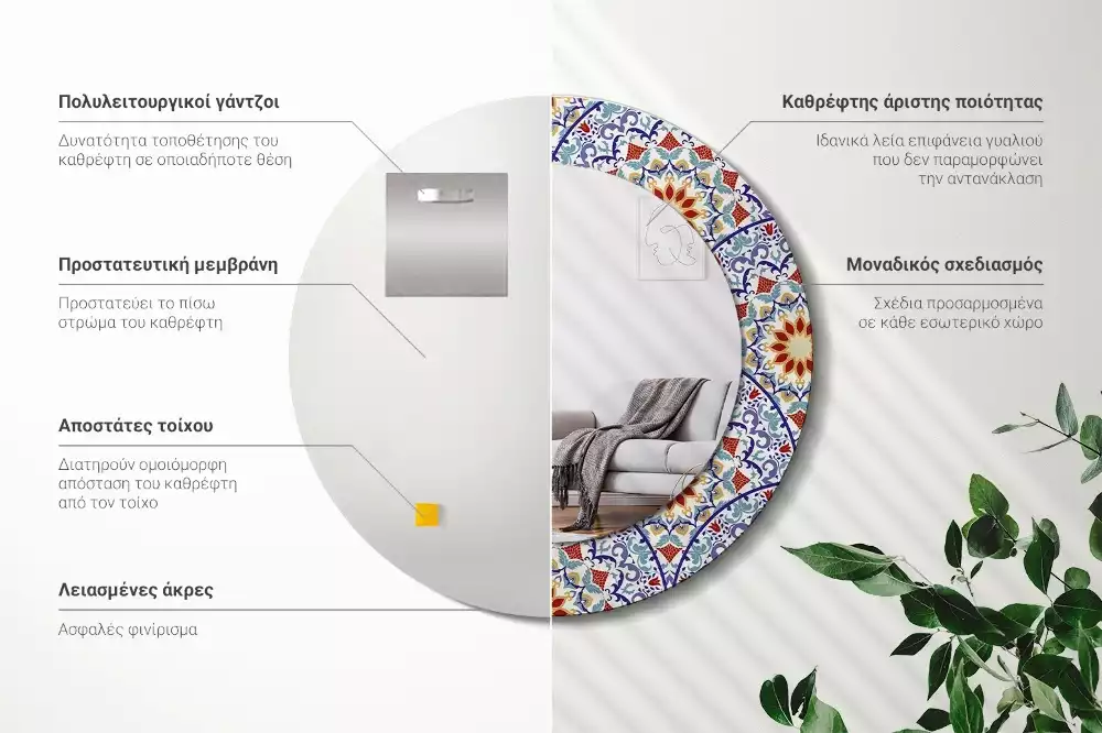 Kerek tükör fali dísz Keleti összetétel