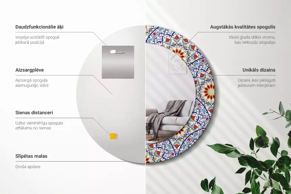 Kerek tükör fali dísz Keleti összetétel