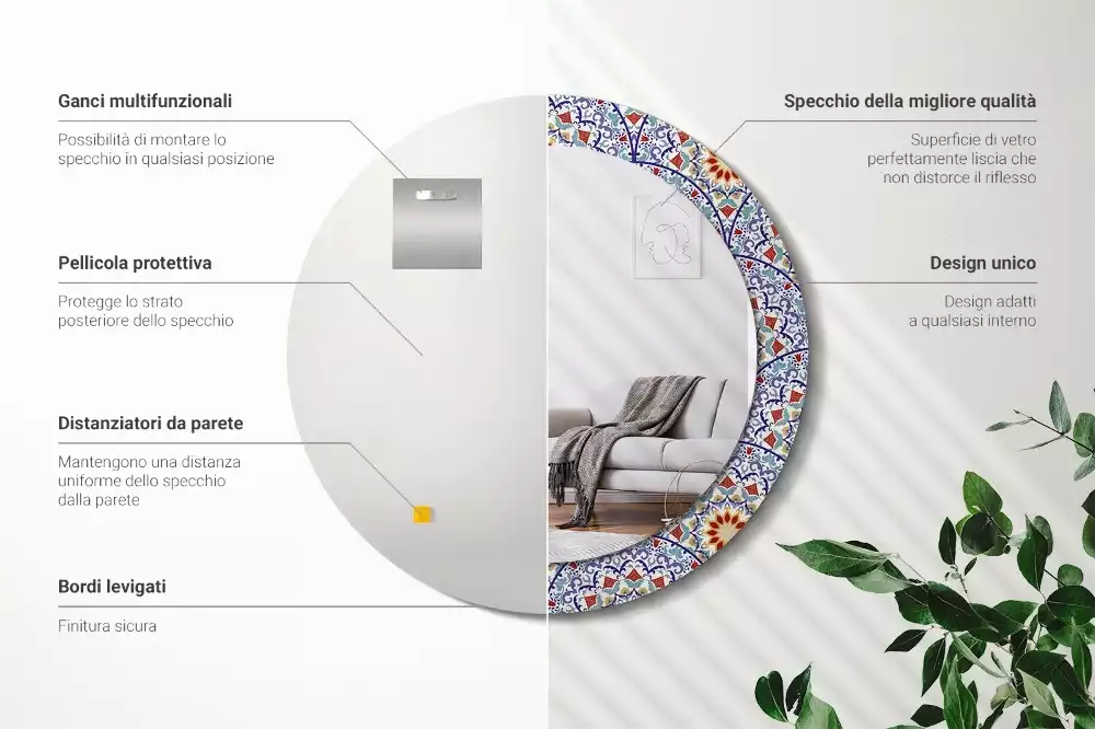 Kerek tükör fali dísz Keleti összetétel