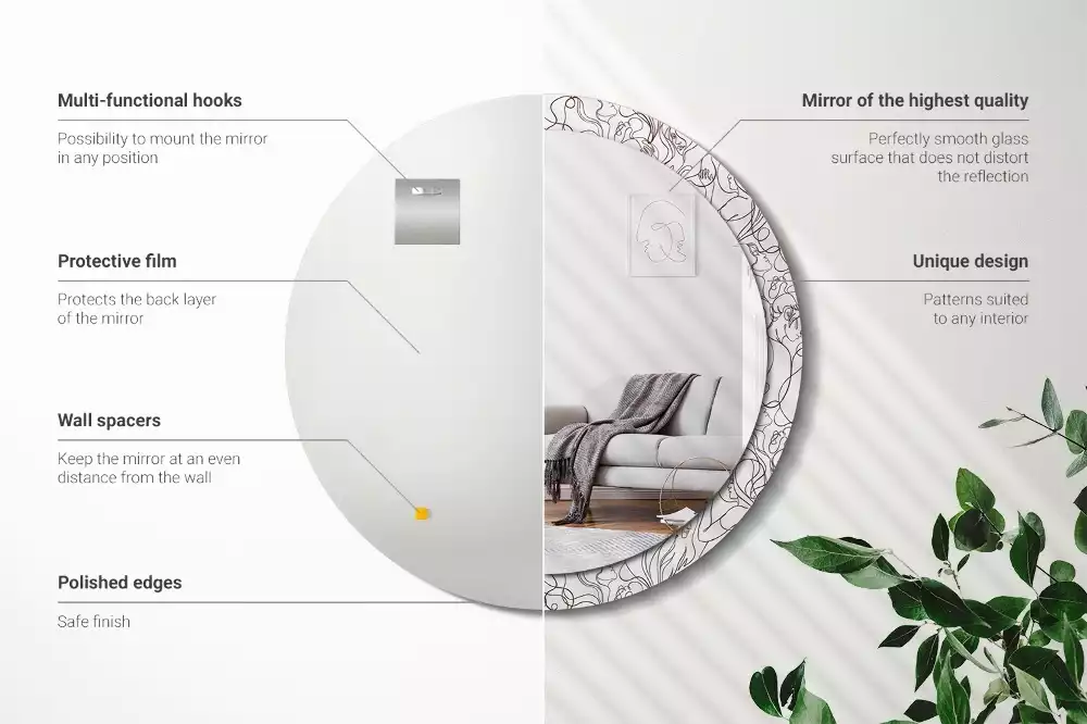 Kerek tükör fali dísz Arcok a vonalakból