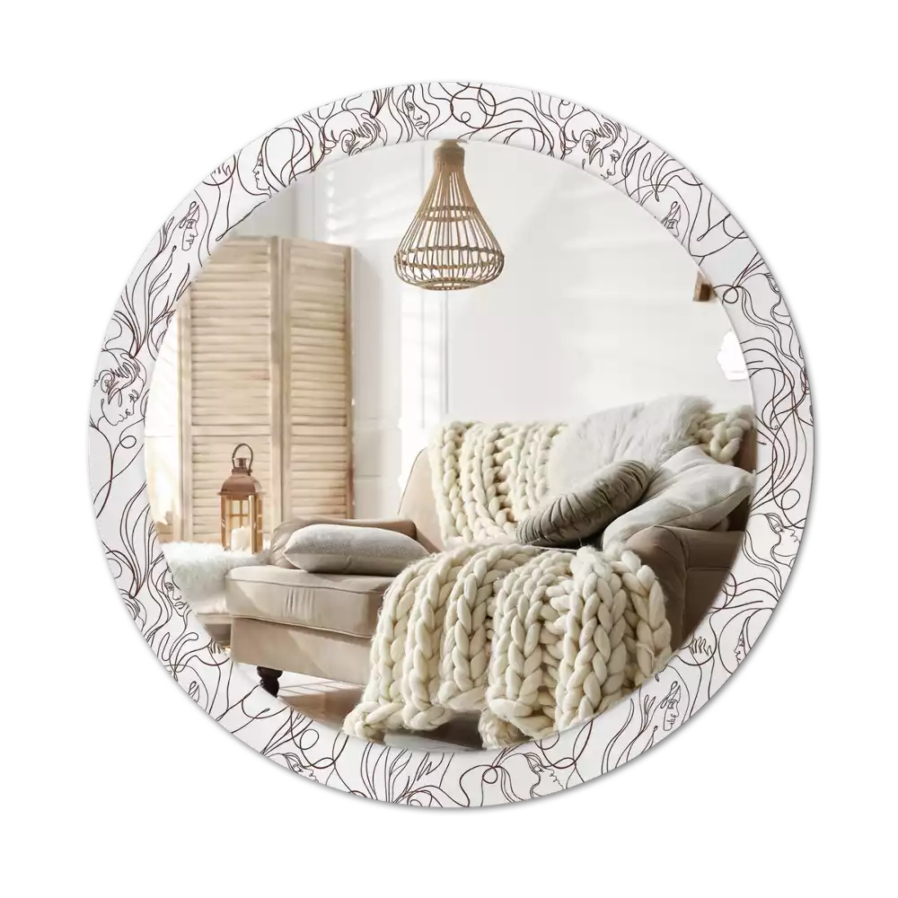 Kerek tükör fali dísz Arcok a vonalakból