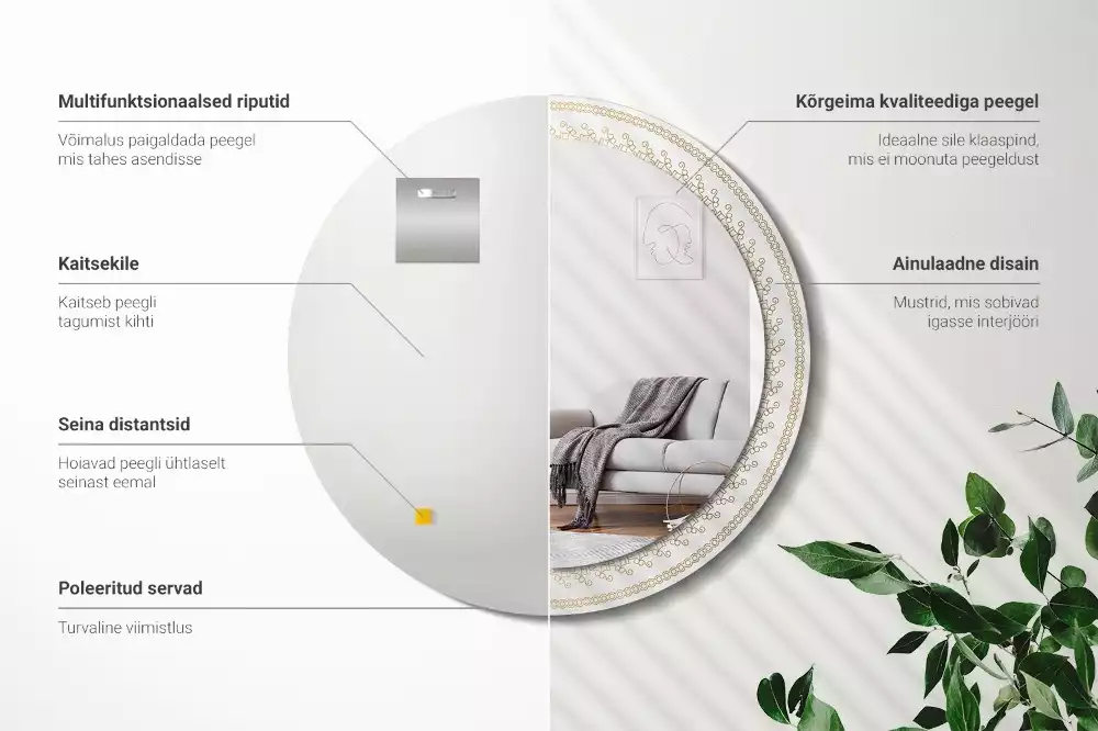 Kerek tükör fali dísz Indiai mandala