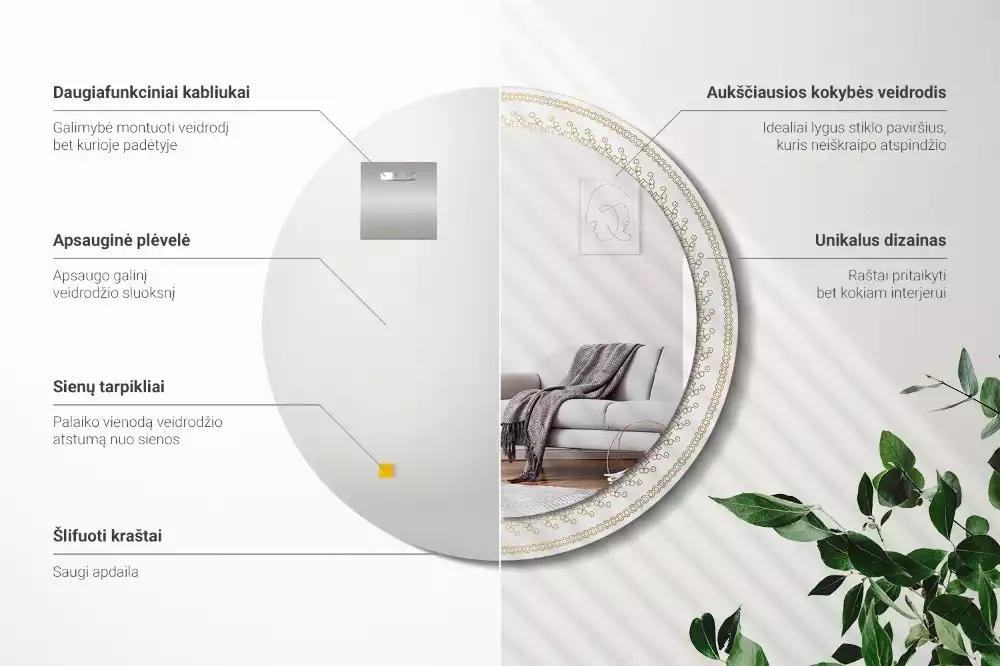 Kerek tükör fali dísz Indiai mandala