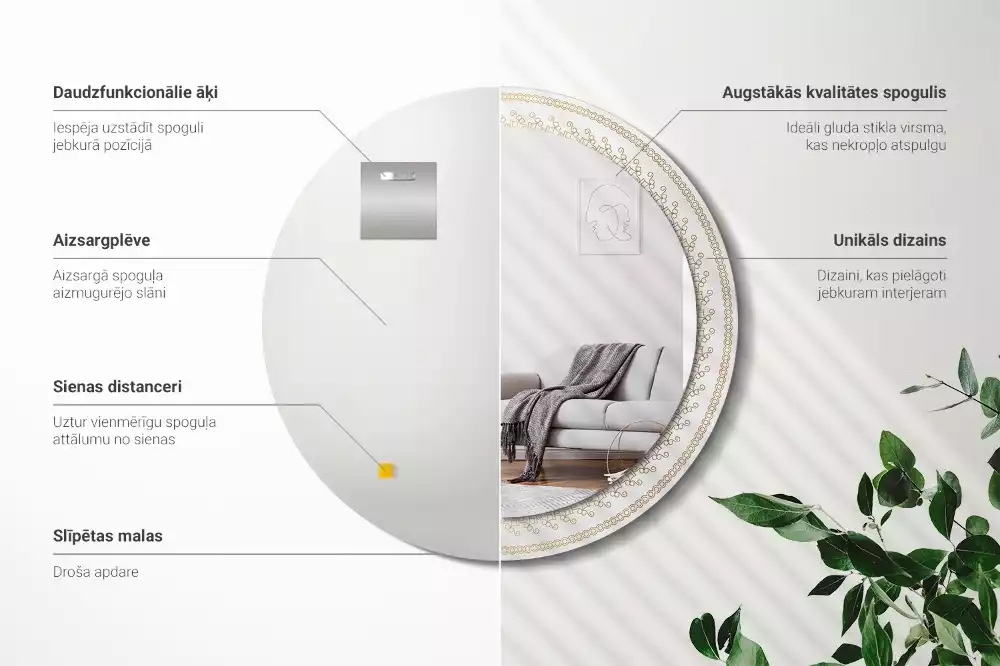 Kerek tükör fali dísz Indiai mandala