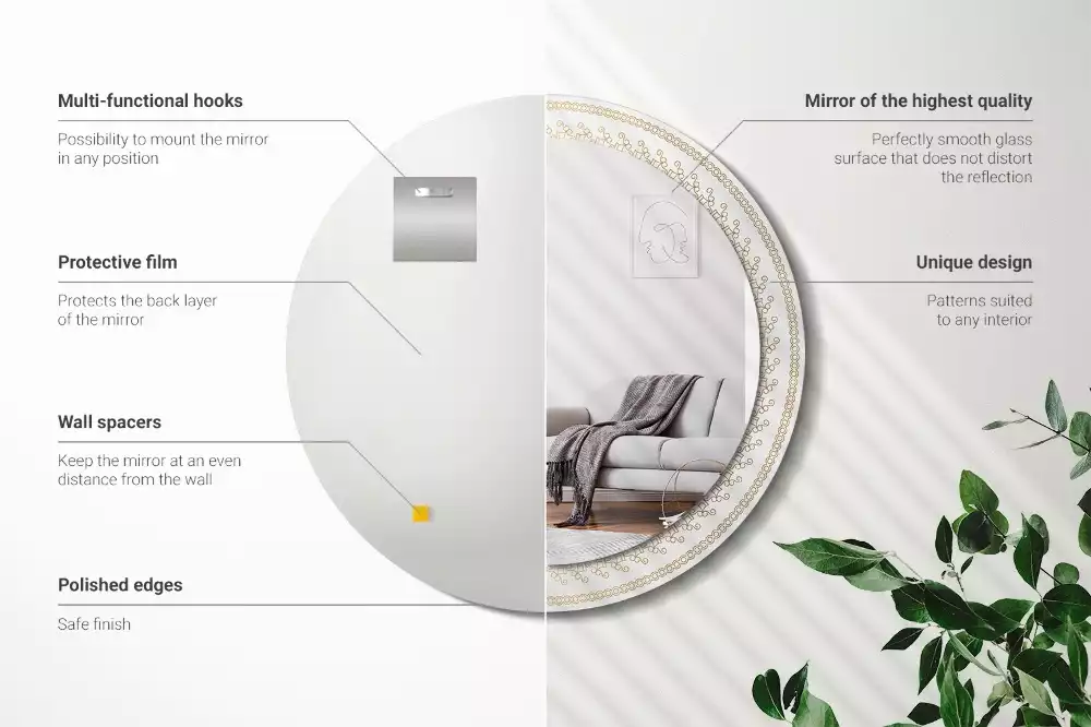 Kerek tükör fali dísz Indiai mandala