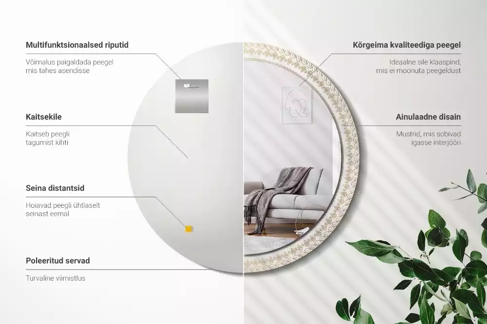 Kerek tükör fali dísz Indiai mandala