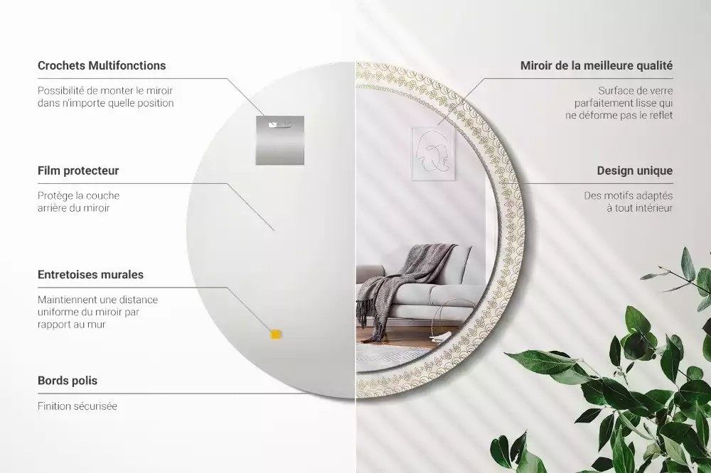 Kerek tükör fali dísz Indiai mandala