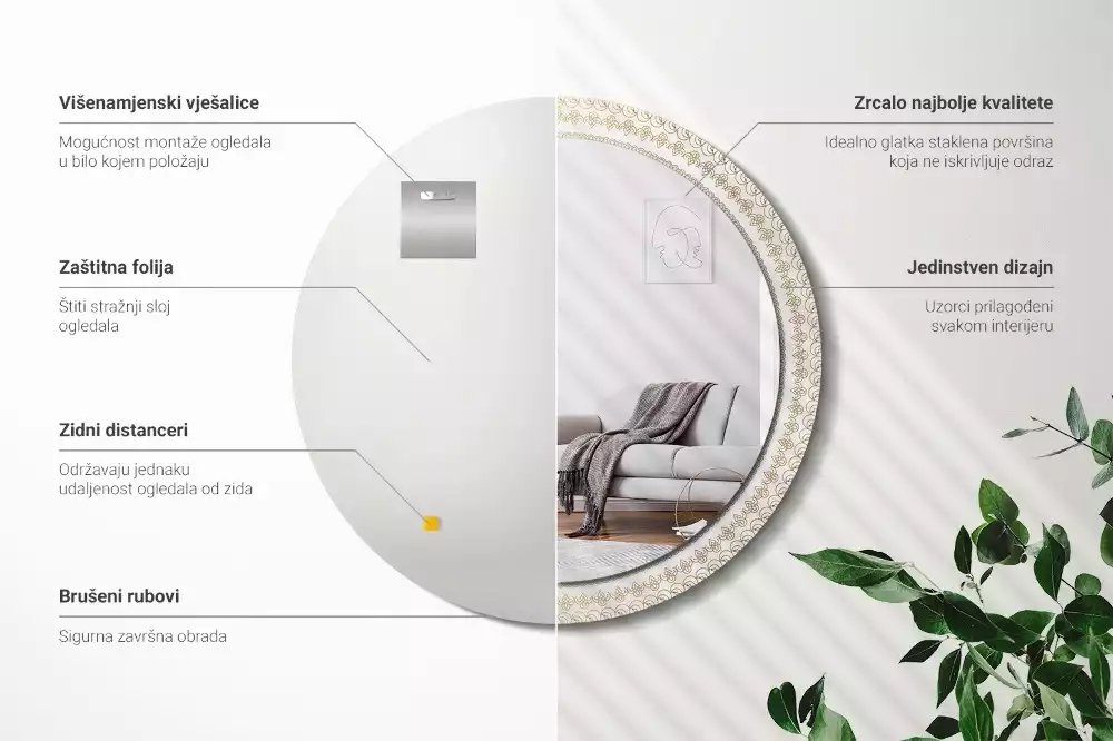 Kerek tükör fali dísz Indiai mandala