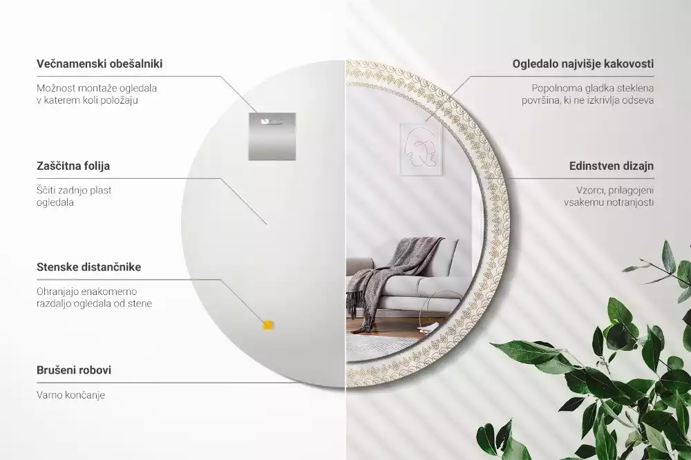 Kerek tükör fali dísz Indiai mandala