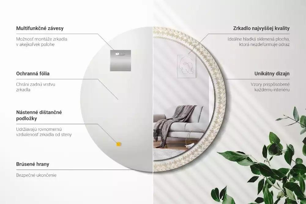 Kerek tükör fali dísz Indiai mandala