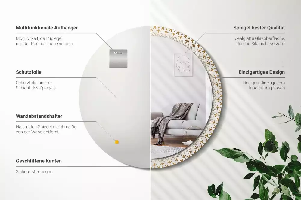 Kerek tükör fali dísz Indiai mandala