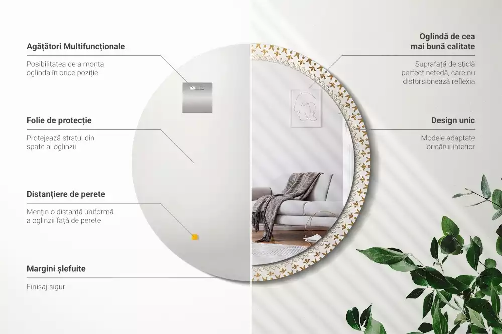 Kerek tükör fali dísz Indiai mandala