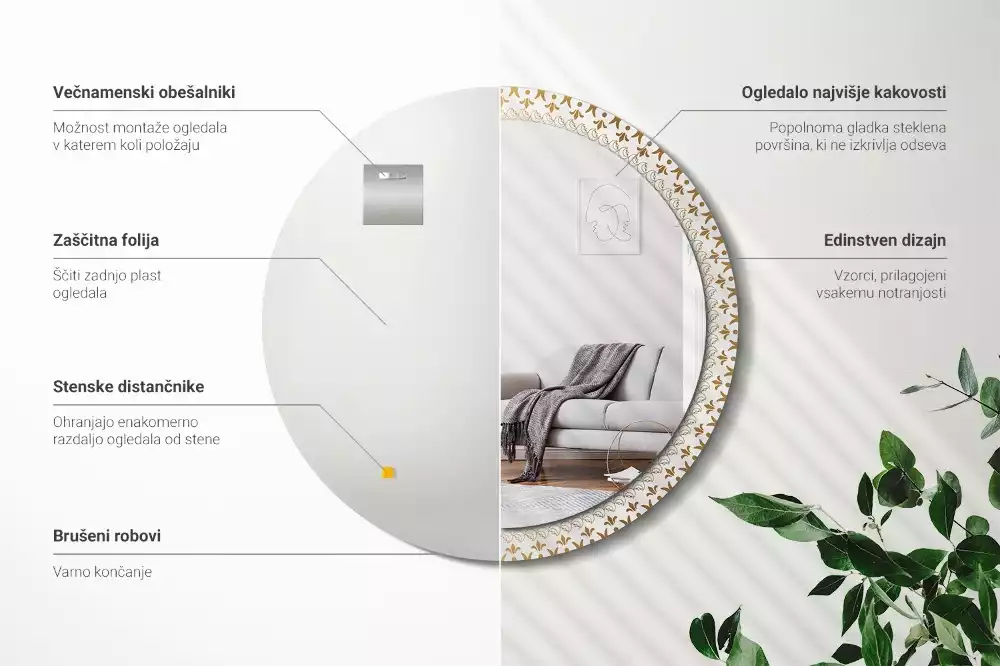 Kerek tükör fali dísz Indiai mandala