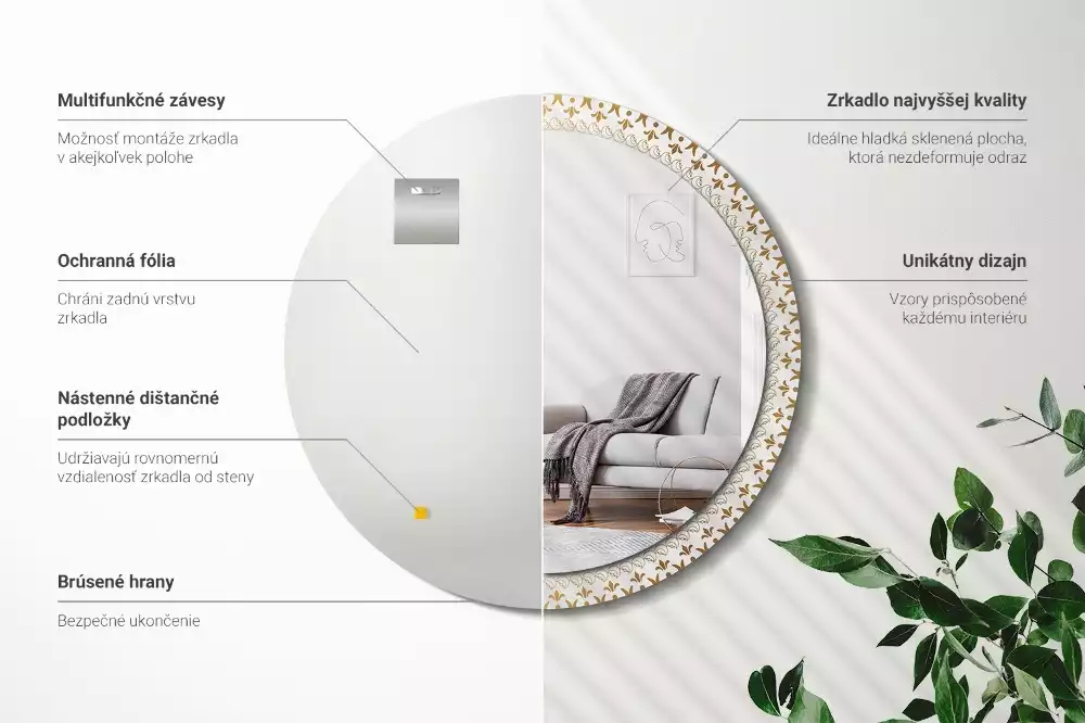 Kerek tükör fali dísz Indiai mandala