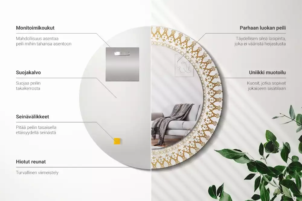 Kerek tükör fali dísz Indiai mandala