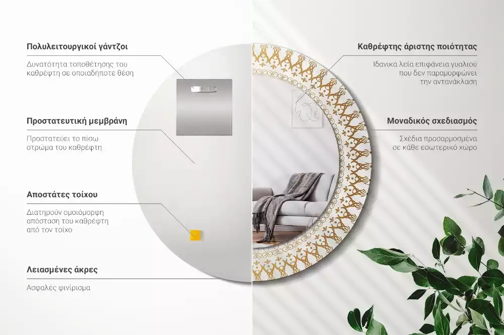 Kerek tükör fali dísz Indiai mandala