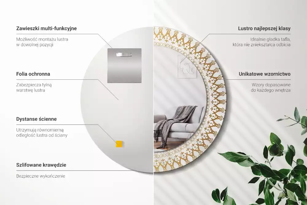 Kerek tükör fali dísz Indiai mandala