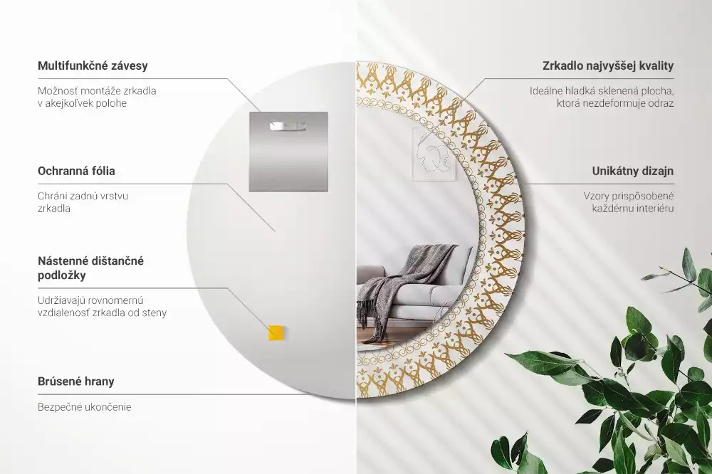 Kerek tükör fali dísz Indiai mandala