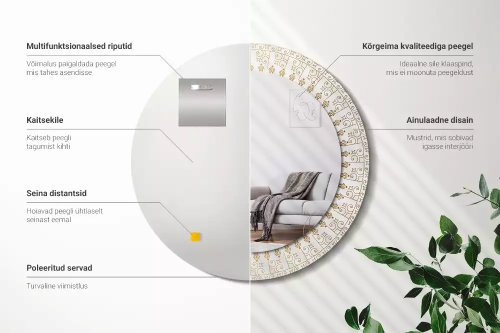 Kerek tükör fali dísz Indiai mandala