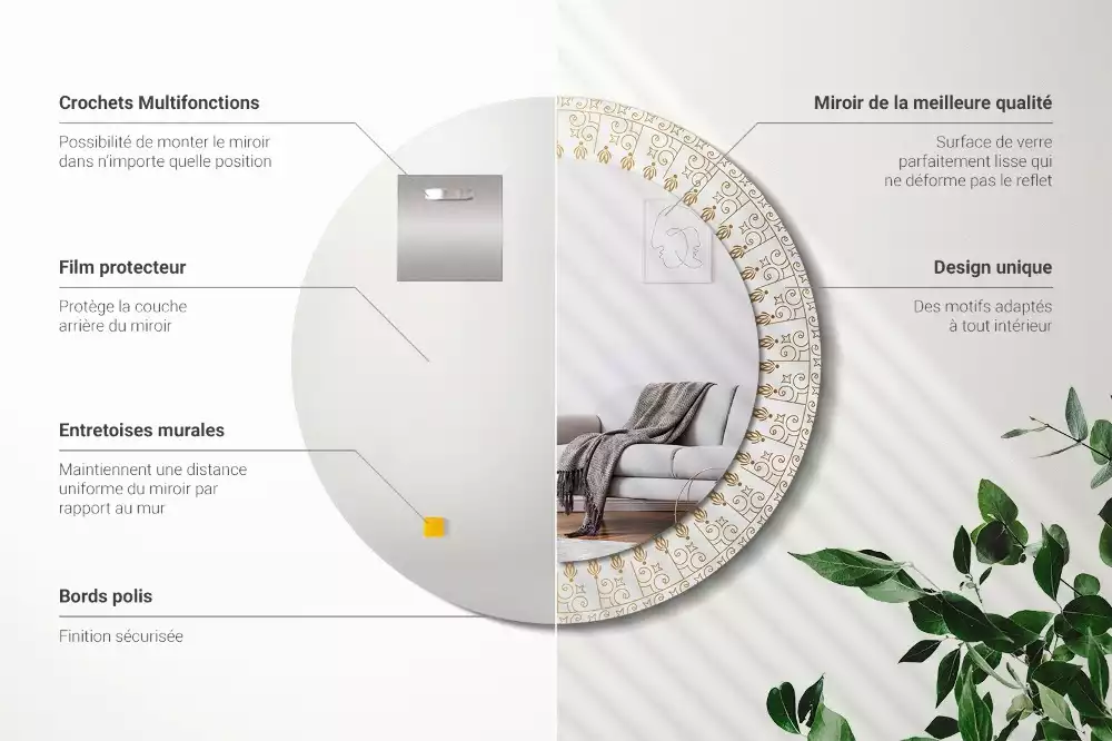 Kerek tükör fali dísz Indiai mandala