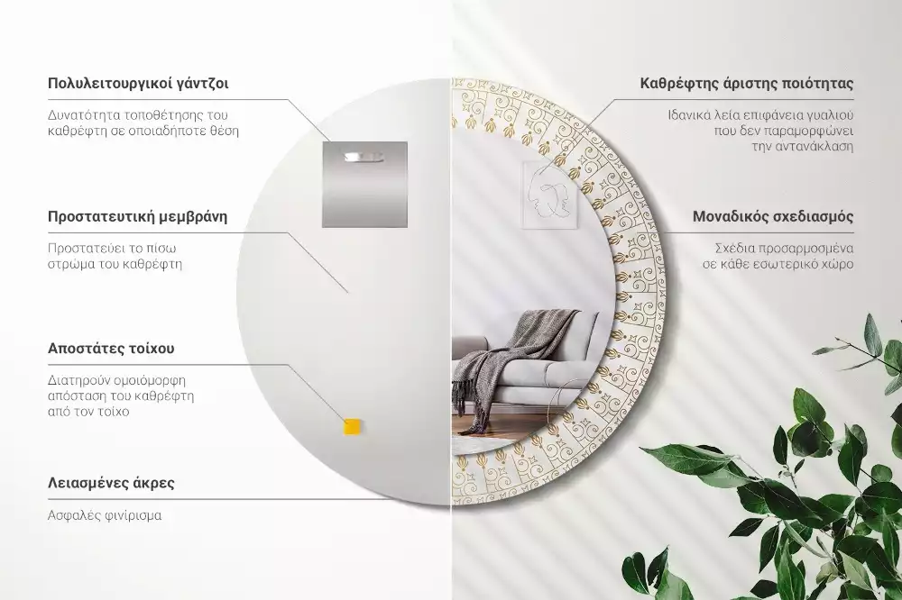 Kerek tükör fali dísz Indiai mandala