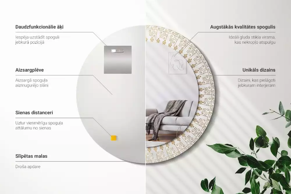 Kerek tükör fali dísz Indiai mandala