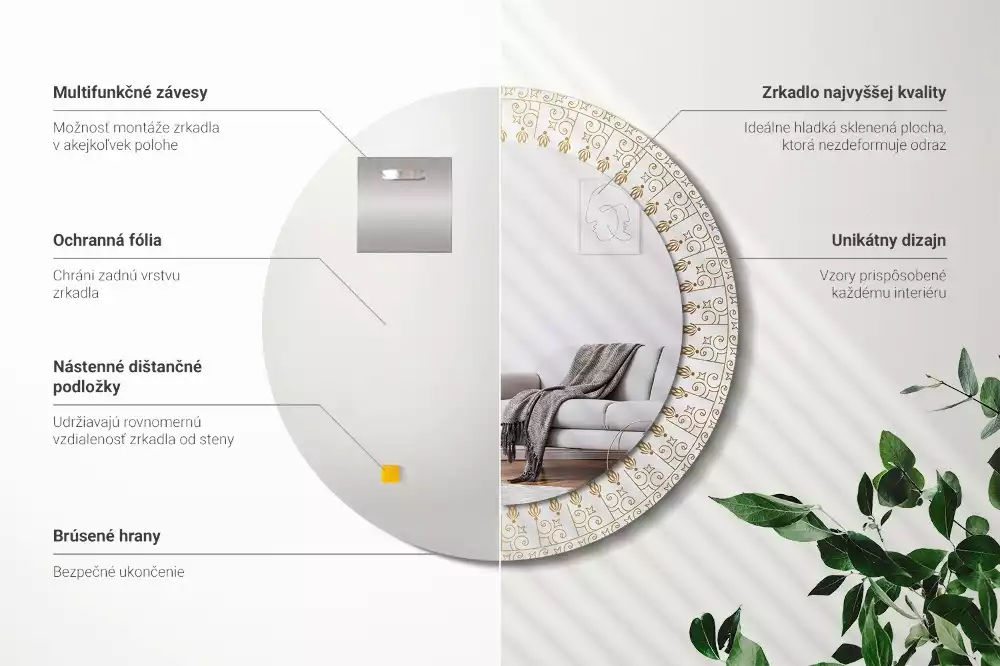 Kerek tükör fali dísz Indiai mandala