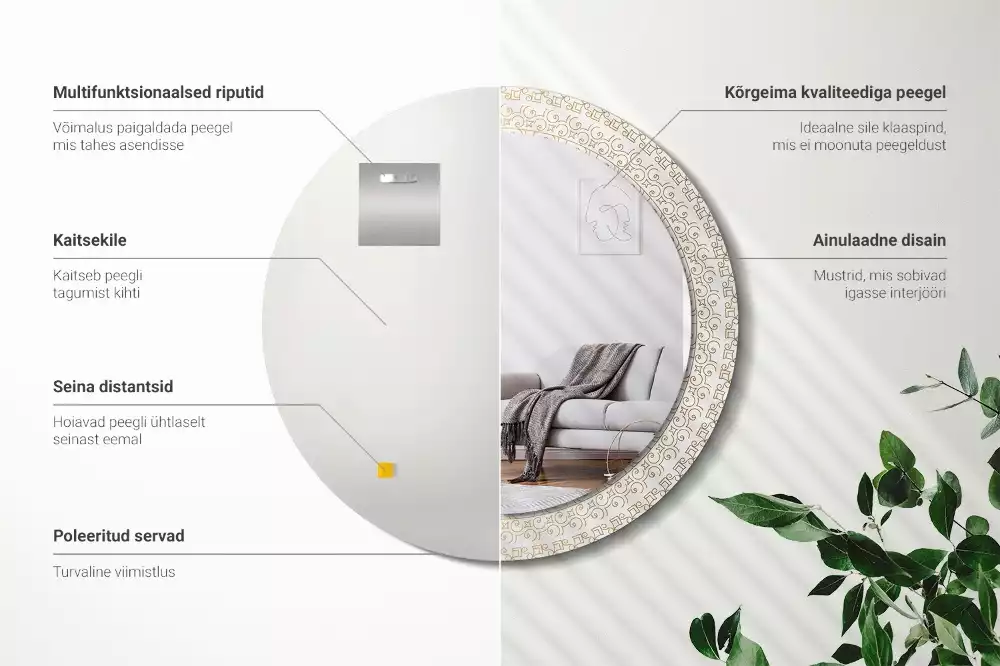 Kerek tükör fali dísz Indiai mandala