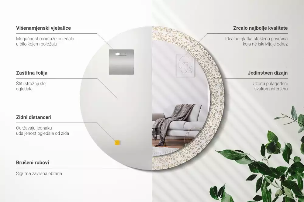 Kerek tükör fali dísz Indiai mandala