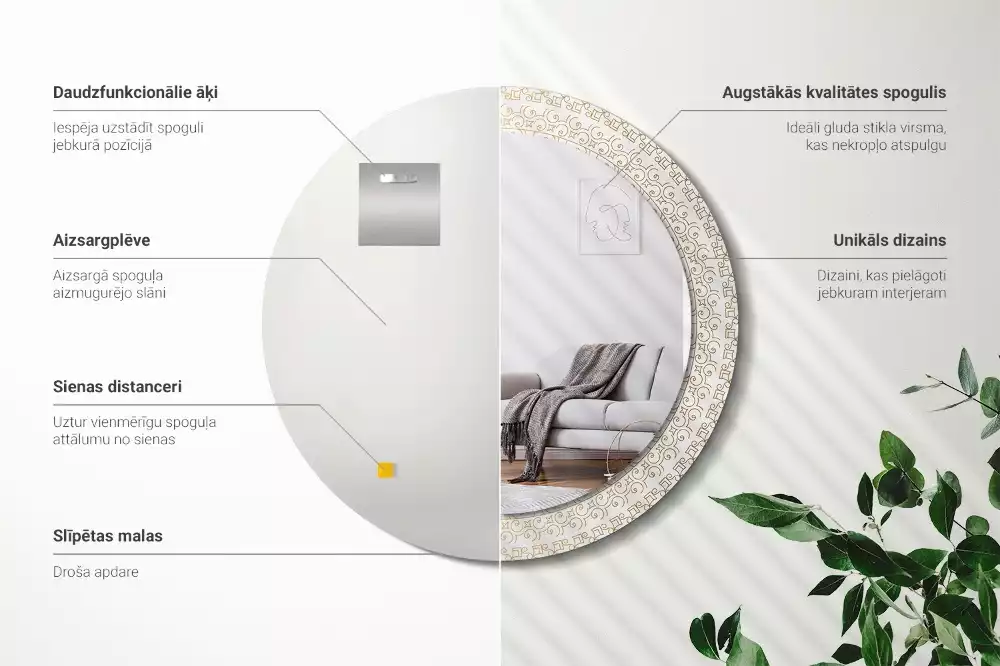 Kerek tükör fali dísz Indiai mandala