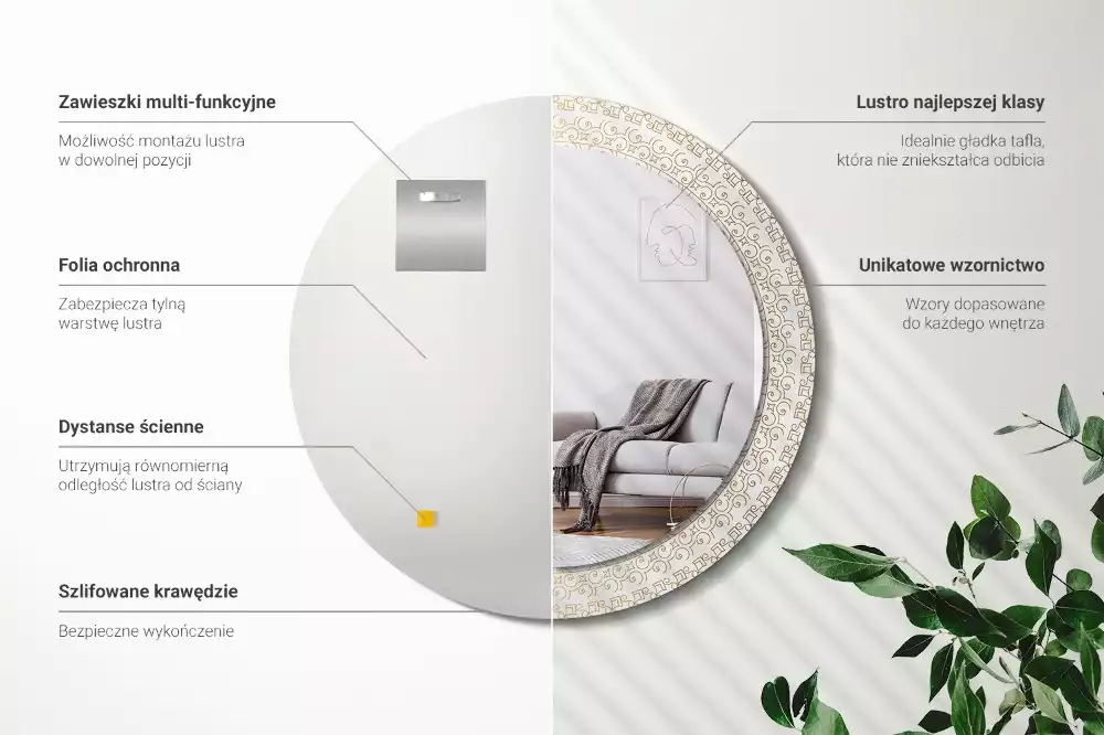 Kerek tükör fali dísz Indiai mandala