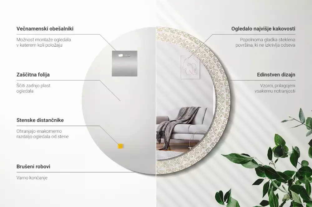 Kerek tükör fali dísz Indiai mandala