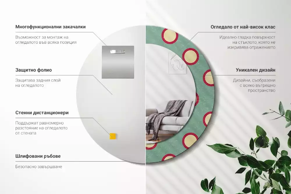 Kerek tükör fali dísz Pontos körök