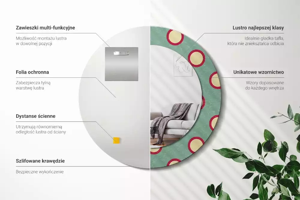 Kerek tükör fali dísz Pontos körök