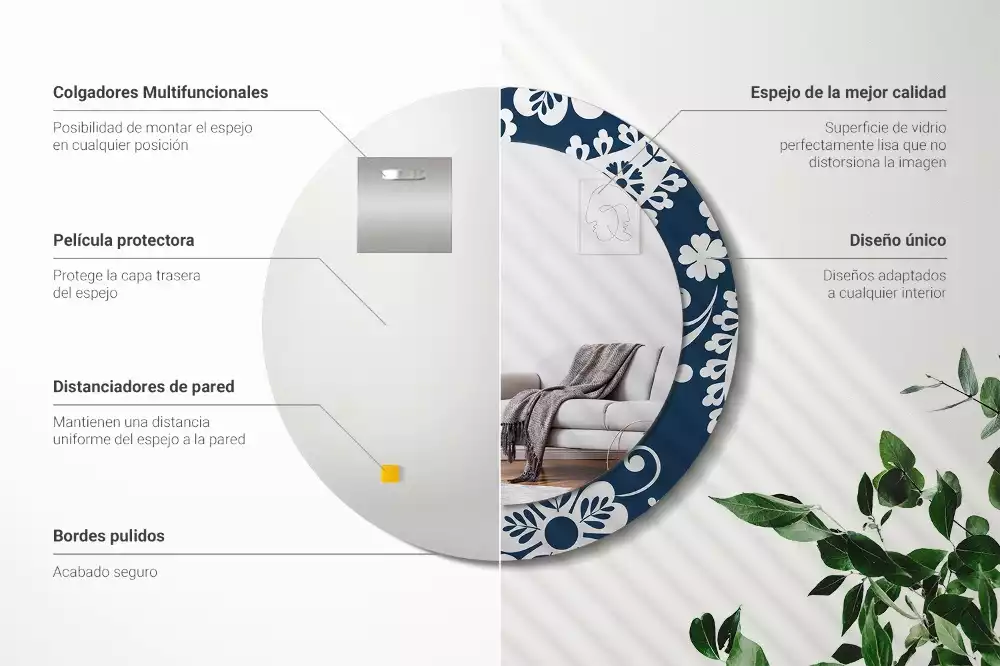 Kerek tükör fali dísz Paisley kompozíció