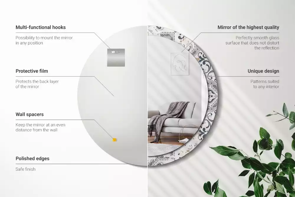 Kerek tükör fali dísz Retro csempe